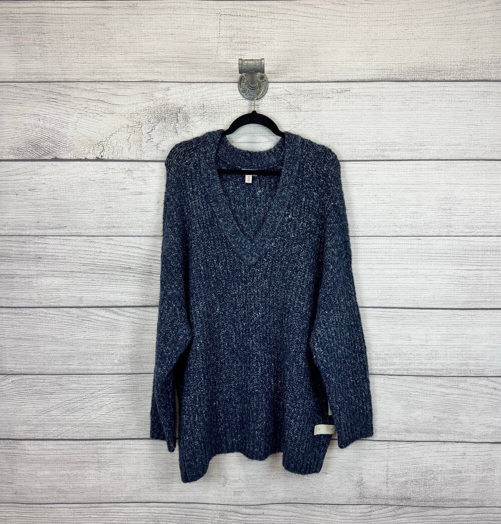A New Approach Plus Size Blue Woven Knit V-Neck Sweater Size 1X